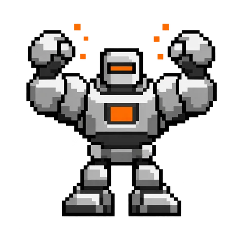 A robot celebrating